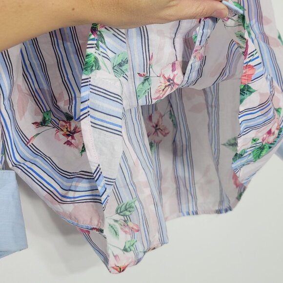Milano Multicolor Striped & Floral Long Sleeve Button-Down Shirt Lightweight 36 - Picture 6 of 12